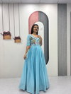 Pc 574 Heavy Embroidery Thread & Hand Mirror Work Gown Wholesale In India